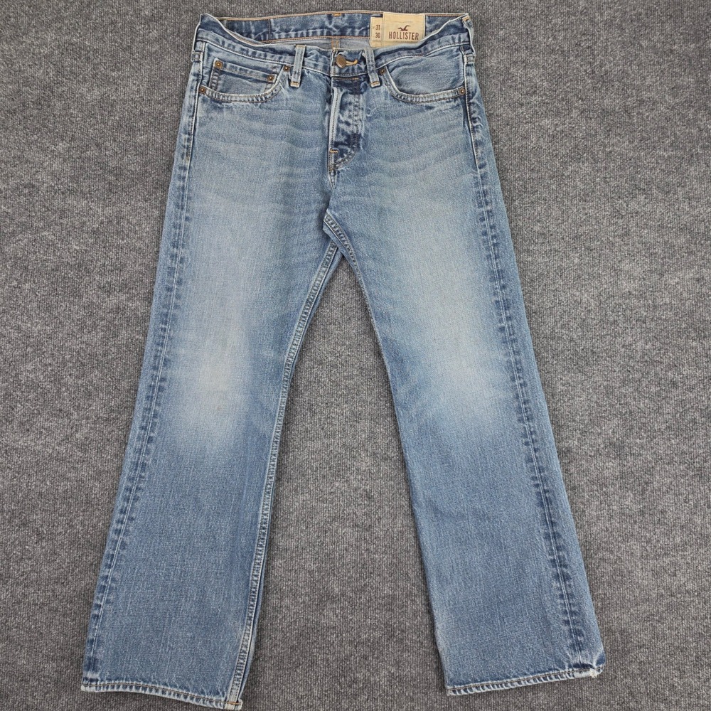 Hollister Hermosa Low Rise Boot Jeans Mens 31x30 Vintage Med Wash Y2K Button Fly